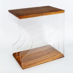 Suporte de armazenamento de discos de vinil, empilha até 30 álbuns, madeira maciça e acrílico transparente, tela premium, design simples e contemporâneo para discos LP, DVDs ou CDs de 12 polegadas (Equipamentos)