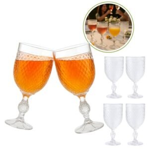 Jogo de 6 Taças Luxo Acrílico Resistente Decorada para Água Suco Vinho Refrigerante 400ml Diamond Moderna (Cervejas)
