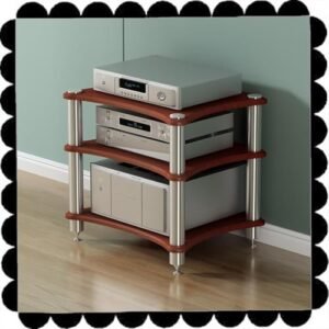 Rack de alta fidelidade de 1 2, 3, 4 níveis, suporte para toca-discos, gabinete de console de mídia, suporte av, gabinete componente estéreo (nogueira clara, 1 camada - 10 cm de altura) (Equipamentos)