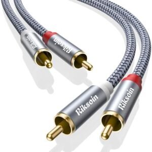 RIKSION Cabo RCA, 1,8 m, 2 m, 2 RCA macho para 2 RCA macho, cabo estéreo RCA trançado blindado para Home Theater, HDTV, amplificadores, sistemas Hi-Fi, áudio de carro, alto-falantes - pacote com 2 (Equipamentos)