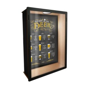 Quadro Porta Tampinhas P Mdf e Frente de Vidro decoração de casa(TIPOS DE COPO) (Cervejas)