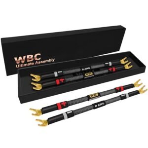WORLDS BEST CABLES 4 unidades – 8 polegadas Ultimate – 8 AWG – Ultra-Pure OFC – Cabos de jumper de alto-falante de alta fidelidade audiófilos premium com plugues Eminence Gold Spade e revestimento de (Equipamentos)