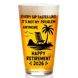 Zunaked Presentes de aposentadoria para homens 2026 - Presentes aposentados de vidro de cerveja premium para pai, mãe, avô ou marido - Melhor presente de aposentadoria para colega de trabalho, chefe (Cervejas)