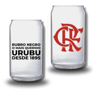 Copo de Vidro Tipo Lata Flamengo 470ml – Estilo Caneca, Transparente, Ideal para Cerveja, Chopp e Bebidas (Cervejas)