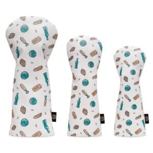 Generic Capa Para Taco De Golfe Hoppy Da Fairway Finds, Design Estilizado Em Branco Com Padrão Cerveja (Híbrido) (Cervejas)