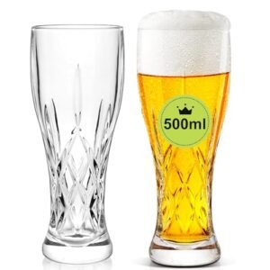 Axim Conjunto de copos de cerveja, copo de cerveja artesanal de cristal, caneca de cerveja Pilsner, copos de vidro de bar para entretenimento em cozinha doméstica (2 peças/500 ml) (Cervejas)