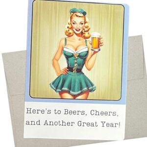 Cartão de aniversário de cerveja para homens (1 cartão premium, 12 x 17 cm) cartão de aniversário para pai, marido, pai e filho adulto - 1018 (Cervejas)