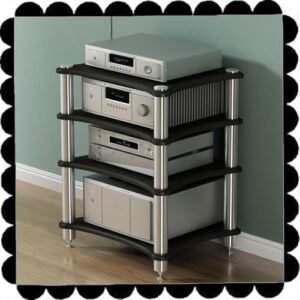Rack de alta fidelidade de 1 2, 3, 4 níveis, suporte para toca-discos, gabinete de console de mídia, suporte av, gabinete componente estéreo (nogueira clara, 1 camada - 10 cm de altura) (Equipamentos)