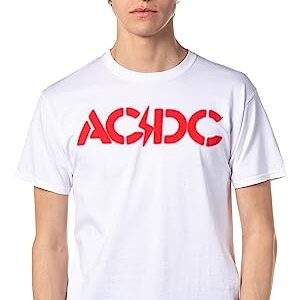 Camiseta masculina de manga curta com design de álbum e canções de alta tensão AC/DC, Branco, P (CDs)