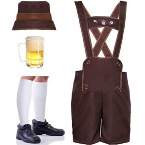 SATINIOR Fantasia masculina da Oktoberfest da Baviera Alemão Bávaro, para adultos, caneca de cerveja de vidro com alça para festa de Halloween (2GG) (Cervejas)