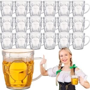 Ziliny 20 canecas de cerveja de plástico de 227 g com alças de canecas de cerveja onduladas pequenas canecas de cerveja mini canecas de cerveja reutilizáveis Oktoberfest decorações para festival de (Cervejas)