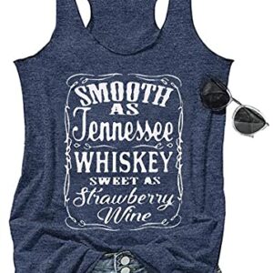 Regata feminina com costas nadador Smooth As Tennessee Whiskey Sweet As Strawberry Wine, Azul-militar, G (Cervejas)