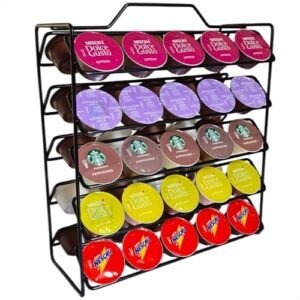 Suporte Porta 50 Capsulas Organizador Cantinho do Cafe Compatível Com Nescafe Dolce Gusto (Preto) (Café)