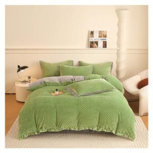Milk Smooth Conjunto de capa de edredom quente, conjunto de cama simples, solteiro, Queen, tamanho europeu, cama (solteiro verde) (Cervejas)