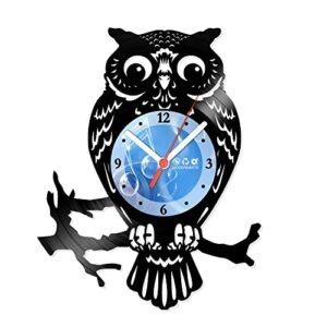 Relógio De Parede Disco Vinil Animais - Coruja no Galho - VAN-121 (Discos de Vinil)