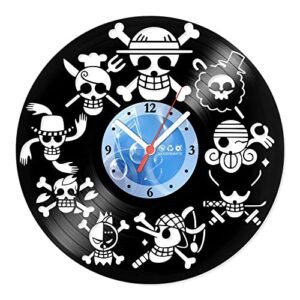 Relógio De Parede Disco Vinil Diversos - Caveiras One Piece - VDI-310 (Discos de Vinil)