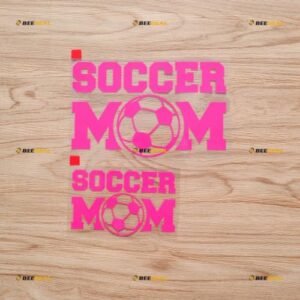Pacote com 2, rosa choque, 10 cm, 15 cm - Adesivo de vinil Soccer Mom Football 03183d - Sem fundo cortado para carro barco laptop copo (Discos de Vinil)