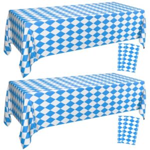 Hegbolke Pacote com 4 toalhas de mesa Oktoberfest - toalha de mesa xadrez azul e branca toalhas de mesa retangulares Oktoberfest capas de mesa para suprimentos de decoração da Oktoberfest alemã, 218 x (Cervejas)