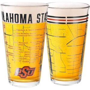 Greenline Goods Conjunto de 2 copos de cerveja Oklahoma State University - Logotipo OSU Pete colorido e mapa do campus - Ideia de presente do Oklahoma State Cowboys para graduados e ex-alunos - copos (Cervejas)