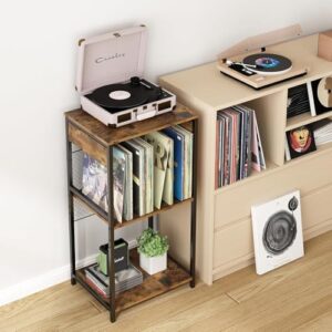 Suporte para Toca, Mesa de Gravação para Vinil, Rack de 3 Níveis com Armazenamento para Discos e Álbuns, Ideal para Sala e Quarto (Equipamentos)