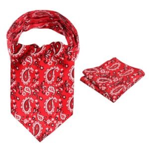 Conjunto quadrado masculino clássico Paisley Cravat com bolso floral feito à mão, 138-vinho tinto, tamanho �nico (Vinhos)