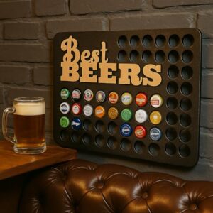 Placa Decorativa Porta Tampinhas Cantinho Do Churrasco Em Relevo Mdf (Cervejas)