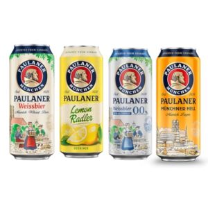 Kit 4 Cervejas Paulaner Lata 500ml, Lemon Radler, Weissbier, Munchner Hell e Zero Álcool (Cervejas)