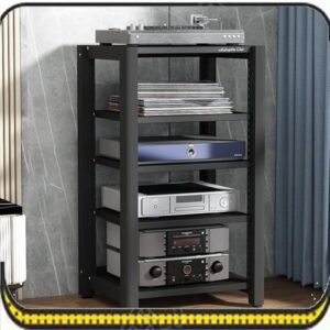 Rack amplificador de alta fidelidade Home Theatre, suporte móvel para leitor de CD, 2/3/4/5 níveis de torre de áudio, gabinete estéreo (nogueira clara, 3 camadas) (Equipamentos)