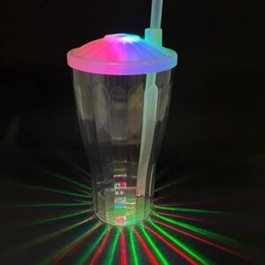 Kit 2 Copos com LED RGB 600ml | Efeito Raio | Exclusivo | Tampa Iluminada(TRANSPARENTE) (Cervejas)