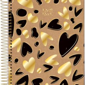 Jandaia - Caderno Espiral Universitário CD 10 Matérias 160 Fls Kraft Black Corações FSC (CDs)