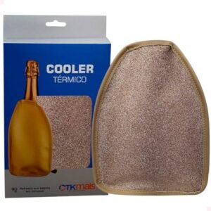 Cooler Bolsa Térmica com Gel para Garrafa 750ml em Nylon Vinho Espumante Bebidas Cooler Sleeve CTK Mais (Glitter) (Vinhos)