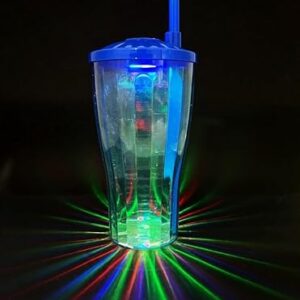 Kit 2 Copos com LED RGB 600ml | Efeito Raio | Exclusivo | Tampa Iluminada(AZUL) (Cervejas)
