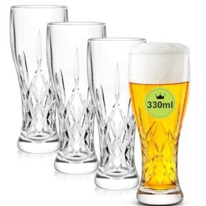 AXIM Conjunto de copos de cerveja, copo de cerveja artesanal de cristal, caneca de cerveja Pilsner, copos de vidro de bar para entretenimento em cozinha doméstica (4 peças/330 ml) (Cervejas)
