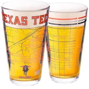 Greenline Goods Conjunto de 2 copos de cerveja Texas Tech University - Logotipo Red Raider colorido e mapa do campus - Ideia de presente Texas Tech para graduados e ex-alunos - Vidro universitário (Cervejas)