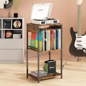 Suporte para Toca-Discos de 3 Níveis, com Armazenamento de Vinil, Mesa de Toca-Discos de 3 Níveis, Armário de Exibição de Discos para Sala de Estar, Quarto, Escritório (Equipamentos)