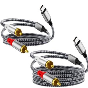 DUOYUTING [Combo 2 em 1 USB-C para cabo de áudio RCA, 9 m e 1,6 m com chip DAC, cabo adaptador digital para analógico Hi-Fi para iPhone, smartphones, tablets, laptops, consoles de jogos para sistema (Equipamentos)