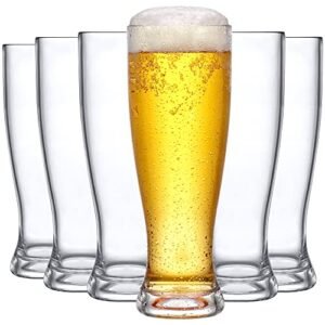 Amazing Abby - Genny - Copos de cerveja de plástico de 623 g (conjunto de 6), copos de plástico Pilsner, copos reutilizáveis, sem BPA, à prova de estilhaçamento, seguro para lava-louças, perfeito para (Cervejas)
