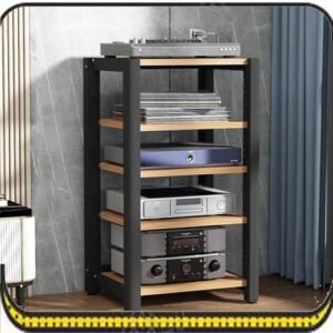 Rack amplificador de alta fidelidade Home Theatre, suporte móvel para leitor de CD, 2/3/4/5 níveis de torre de áudio, gabinete estéreo (nogueira clara, 3 camadas) (Equipamentos)