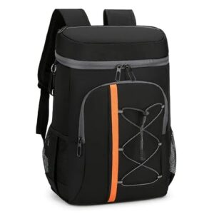 Mochila Térmica Cooler Portátil Para Praia, Churrascos, Camping, Viagens, Ar Livre - Antivazamentos, Refrigera 24 Horas, 30 Litros Capacidade, 3 Compartimentos (Preta) (Cervejas)
