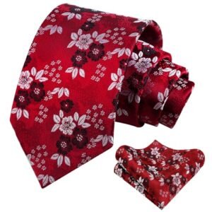 Conjunto de lenço masculino clássico delicado com estampa floral, 120 vinho tinto, Tamanho Único (Vinhos)