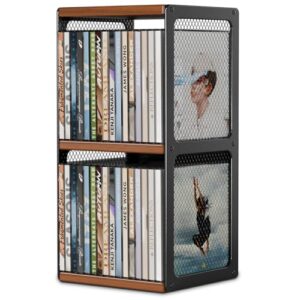 QILICHZ Suporte de armazenamento de CD, organizador de CD, rack de armazenamento de DVD de madeira, comporta 32 capas, cubo de armazenamento de CD para cassete, fita, CDs, DVDS, estojos de videogame (CDs)