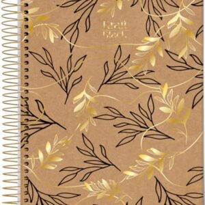 Jandaia - Caderno Espiral Universitário CD 10 Matérias 160 Fls Kraft Black Folhagens Douradas FSC (CDs)