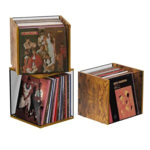 Honkazita 1 suporte de disco de vinil para armazenamento de discos, empilhável faça você mesmo, 40-55 discos para visualizar porta-discos, caixa de armazenamento de álbum, organizador de madeira (Discos de Vinil)