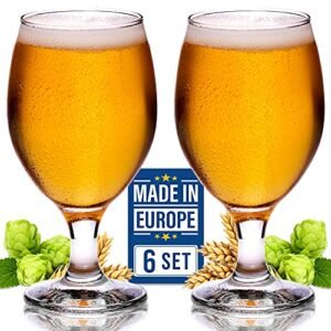 Volarium Conjunto de 6 copos de cerveja artesanal, estilo belga, tulipa clássica com haste, taça de degustação de cerveja IPA, 30 ml (Cervejas)