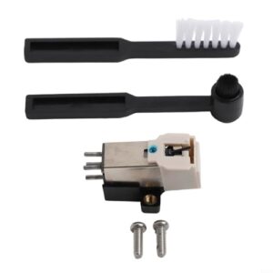 Compatível com 1 cartucho de ímã móvel At3600L Audio-Technica, caneta, cartucho de toca-discos + escova de limpeza preto/branco (Discos de Vinil)