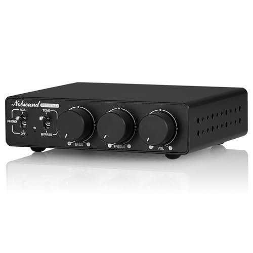 Douk Audio Amplificador Estéreo Ns-13G Max 300Wx2 Com Entrada Fono - Mini Amplificador De Potência Hifi Classe D Para Home Theater, Toca-Discos, Monitor De Estúdio, Chip Tpa3255, Entradas Rca/Mm, C (Equipamentos)