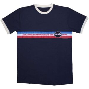 Camiseta com listras horizontais Oasis 1996 Tour, Azul, XGG (CDs)