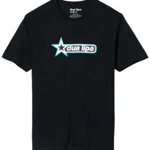 Dua Lipa Camiseta com logotipo oficial Merch DL, Preto, P (CDs)