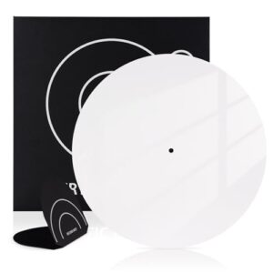 Rockhouse Tapete de vinil, tapete deslizante para toca-discos de acrílico branco para toca-discos de vinil de 30 cm, com luva de disco (Equipamentos)