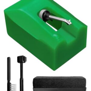 Agulhas para toca-discos de diamante ATN95E verde para Audio Technica AT95E Stylus ATN95E Stylus de substituição adequada para toca-discos Audio-Technica AT-LP120-USB com escova Phono não serve para (Equipamentos)